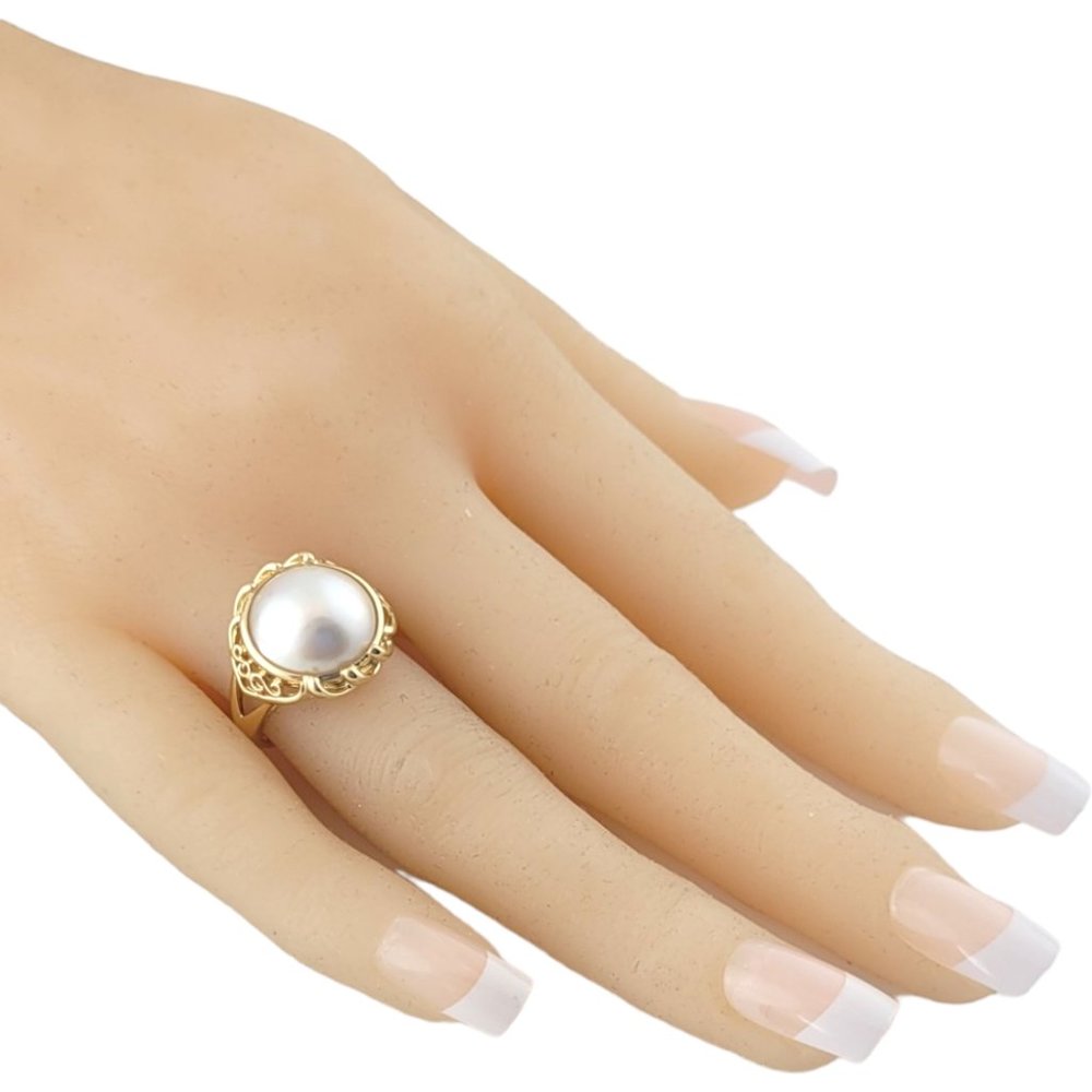 14K Yellow Gold Mabe Pearl Ring Size 6.25 #16366 - Picture 7 of 7